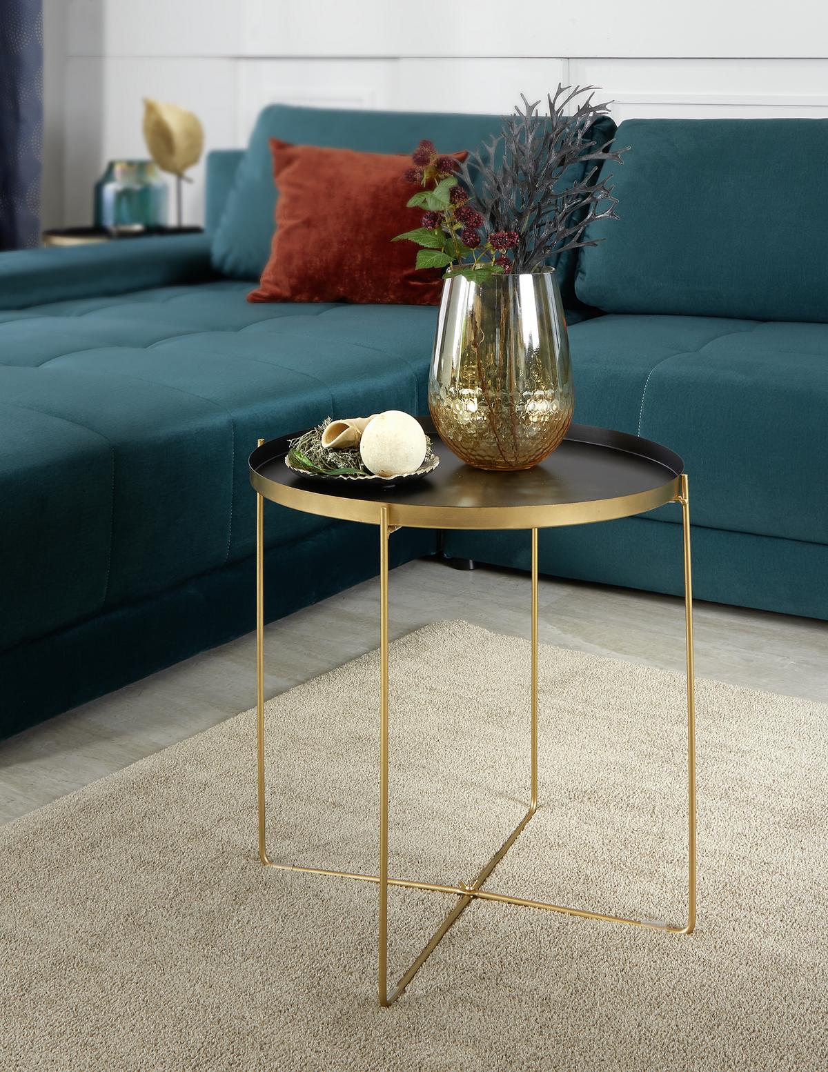 Beistelltisch Rund Queens, Gold/schwarz - Goldfarben/Schwarz, MODERN, Metall (47/48cm) - MID.YOU