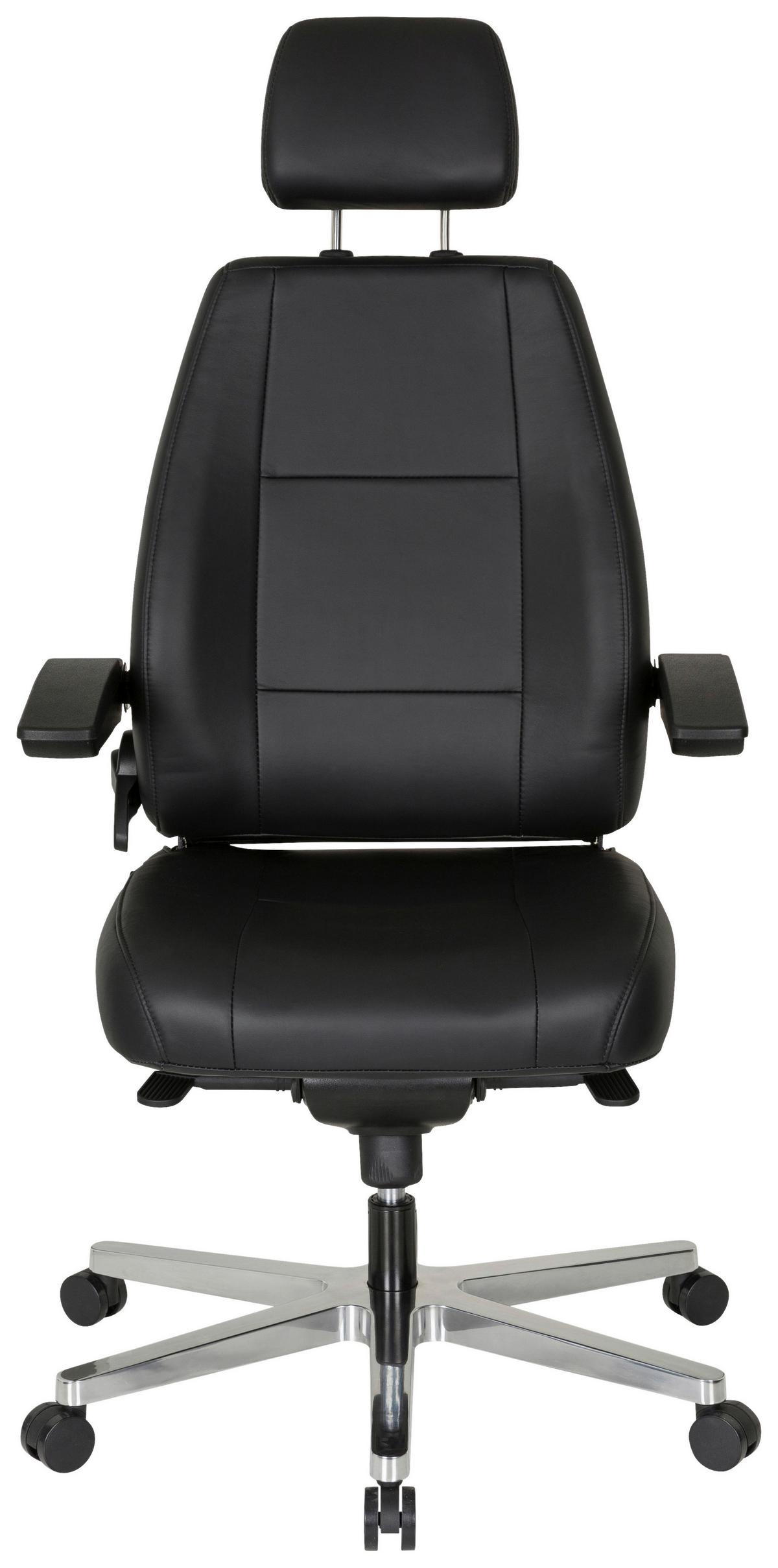 Chefsessel Hours Wippfunktion Schwarz Bis 150 Kg - Silberfarben/Schwarz, Basics, Leder/Kunststoff (70/152/70cm) - MID.YOU