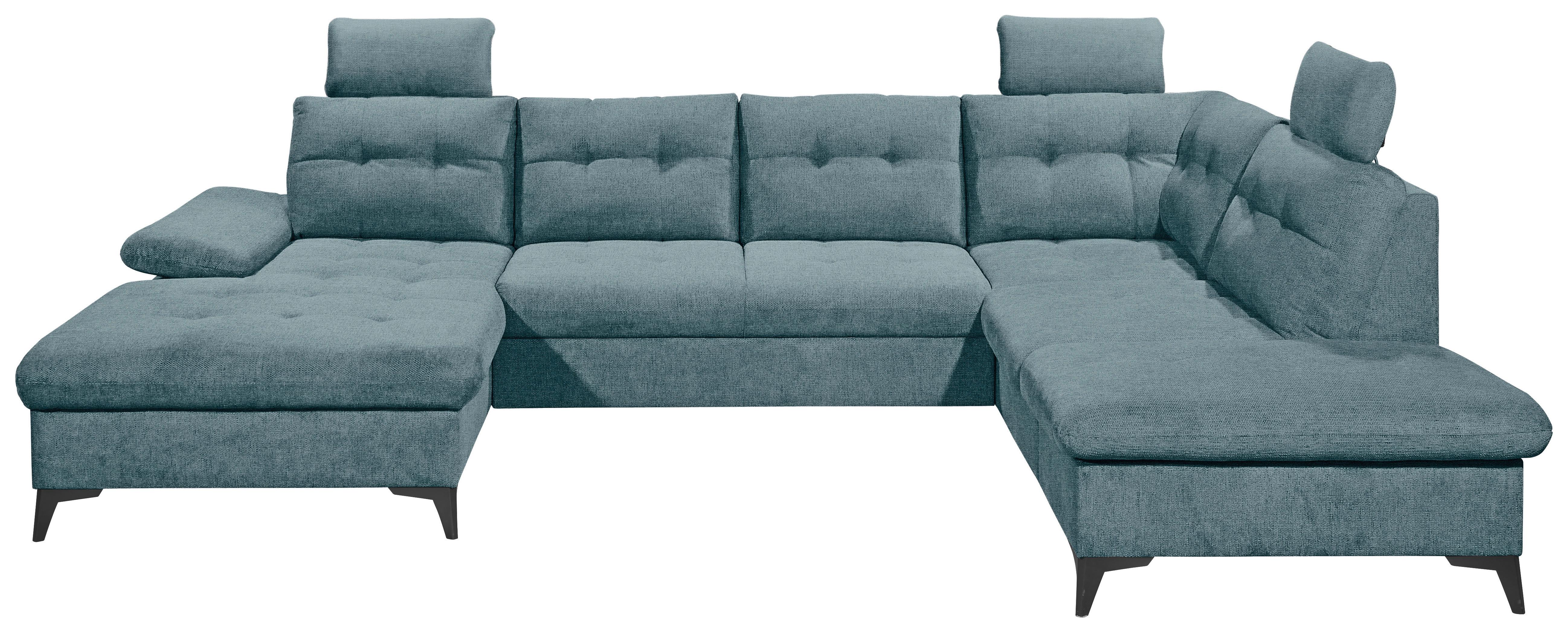 Wohnlandschaft Durban U Blau U: 170/324/218 cm - Blau/Schwarz, KONVENTIONELL, Textil (170/324/218cm) - MID.YOU