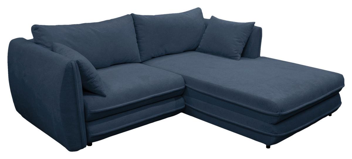 Ecksofa Vivaldi Dunkelblau S:240x201cm - Schwarz/Dunkelblau, Design, Textil (240/201cm) - MID.YOU