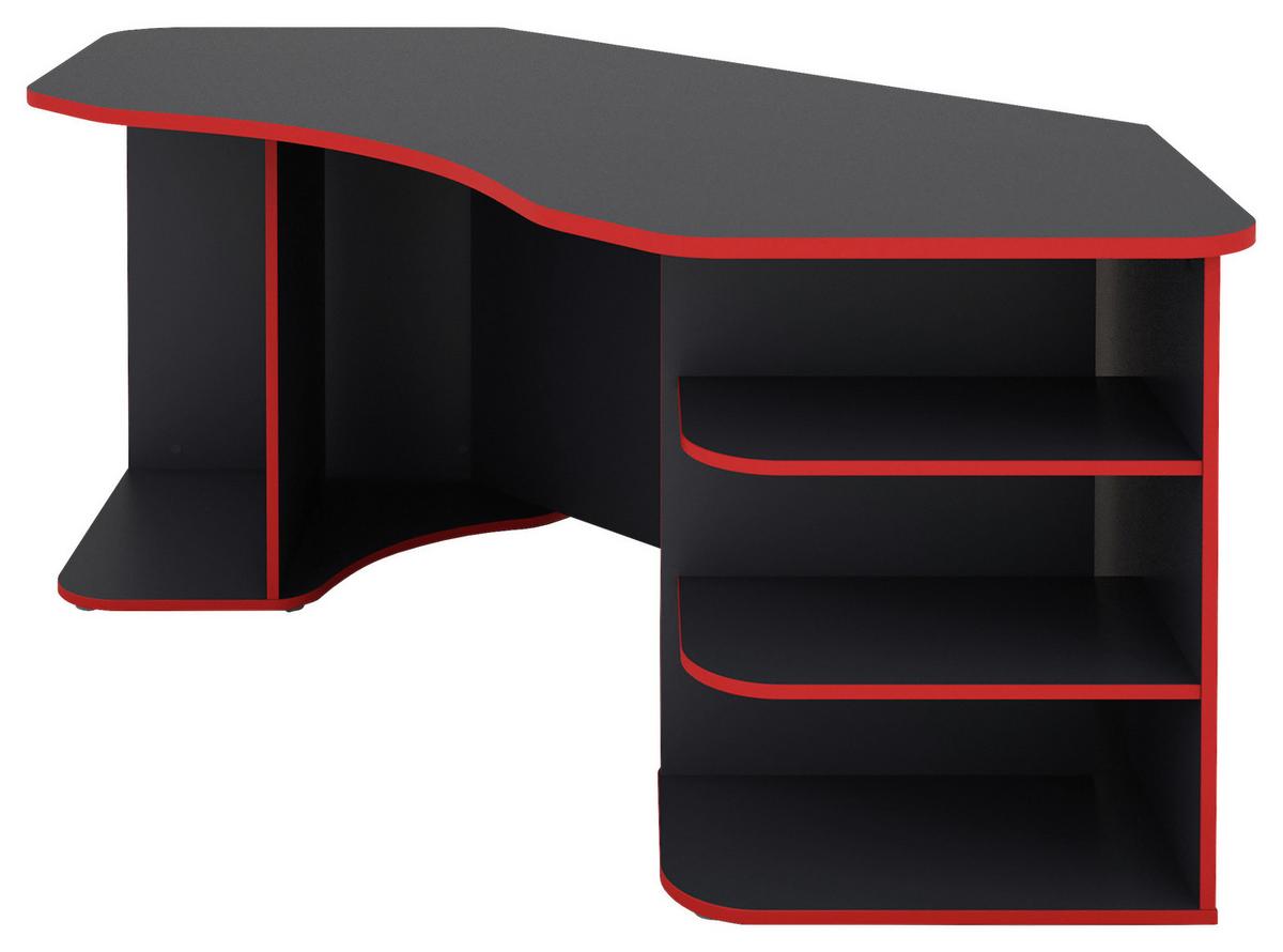 Eckschreibtisch Mit Stauraum B: 85 H: 76 Cm Thanatos - Anthrazit/Rot, MODERN, Holzwerkstoff (198,2/85/76cm) - MID.YOU