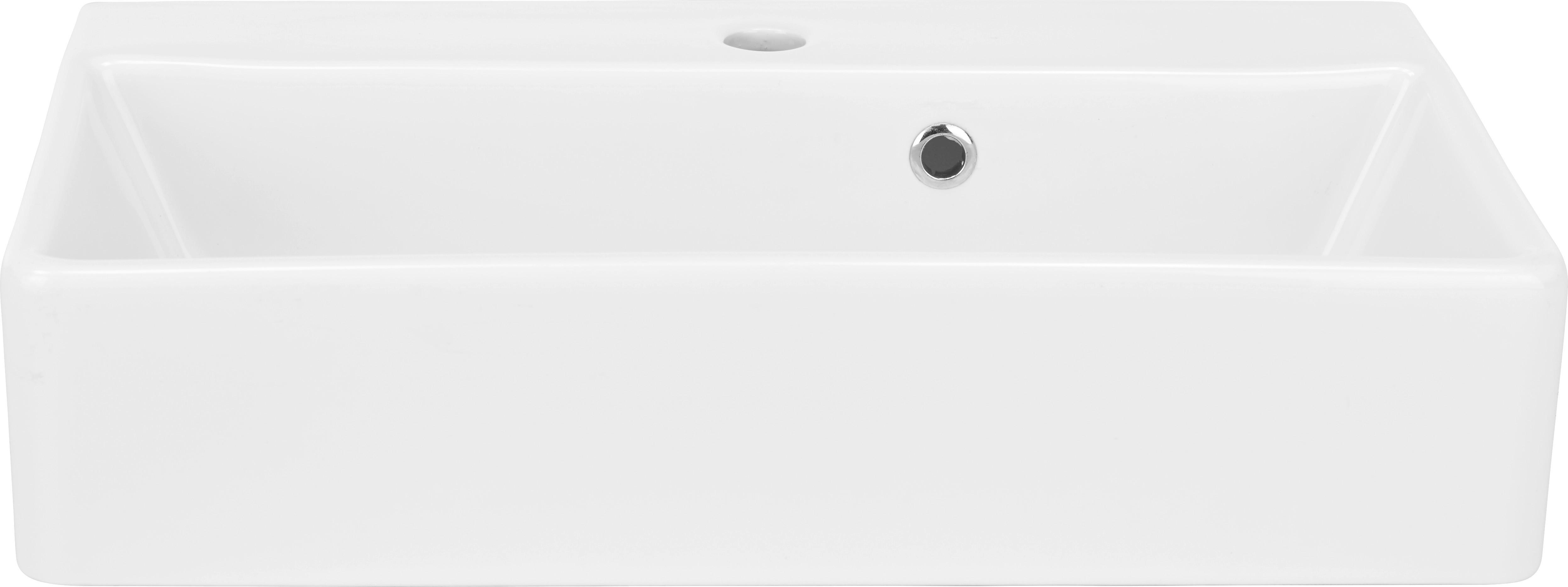 Keramické umyvadlo bílé - bílá, keramika (60/13/35cm) - Based