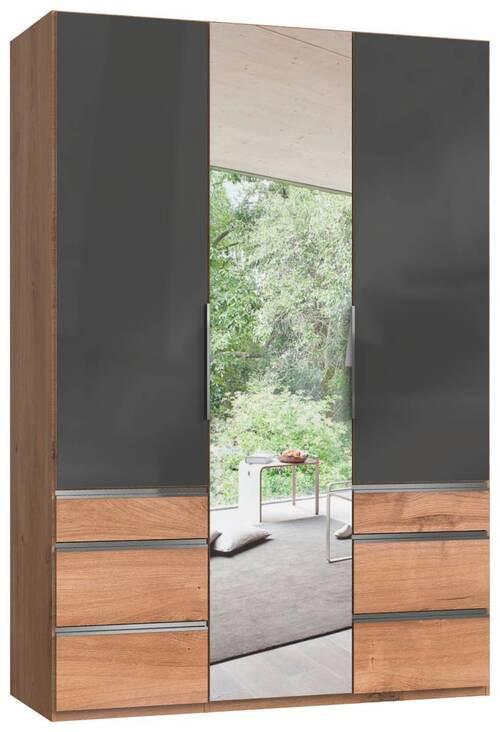 Drehtürenschrank 150cm Level, Eiche Dekor/grau - Eichefarben/Grau, MODERN, Glas/Holzwerkstoff (150/216/58cm) - MID.YOU