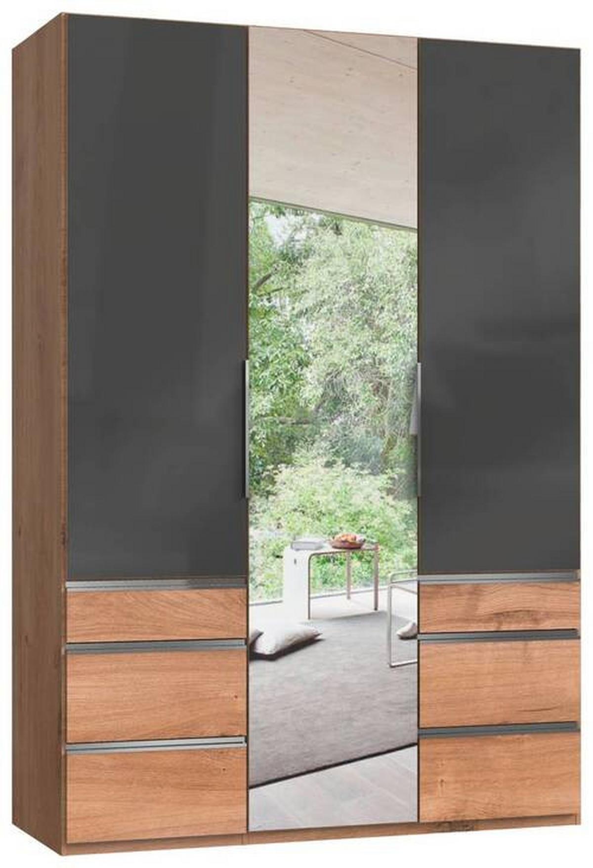Drehtürenschrank 150cm Level, Eiche Dekor/grau - Eichefarben/Grau, MODERN, Glas/Holzwerkstoff (150/216/58cm) - MID.YOU