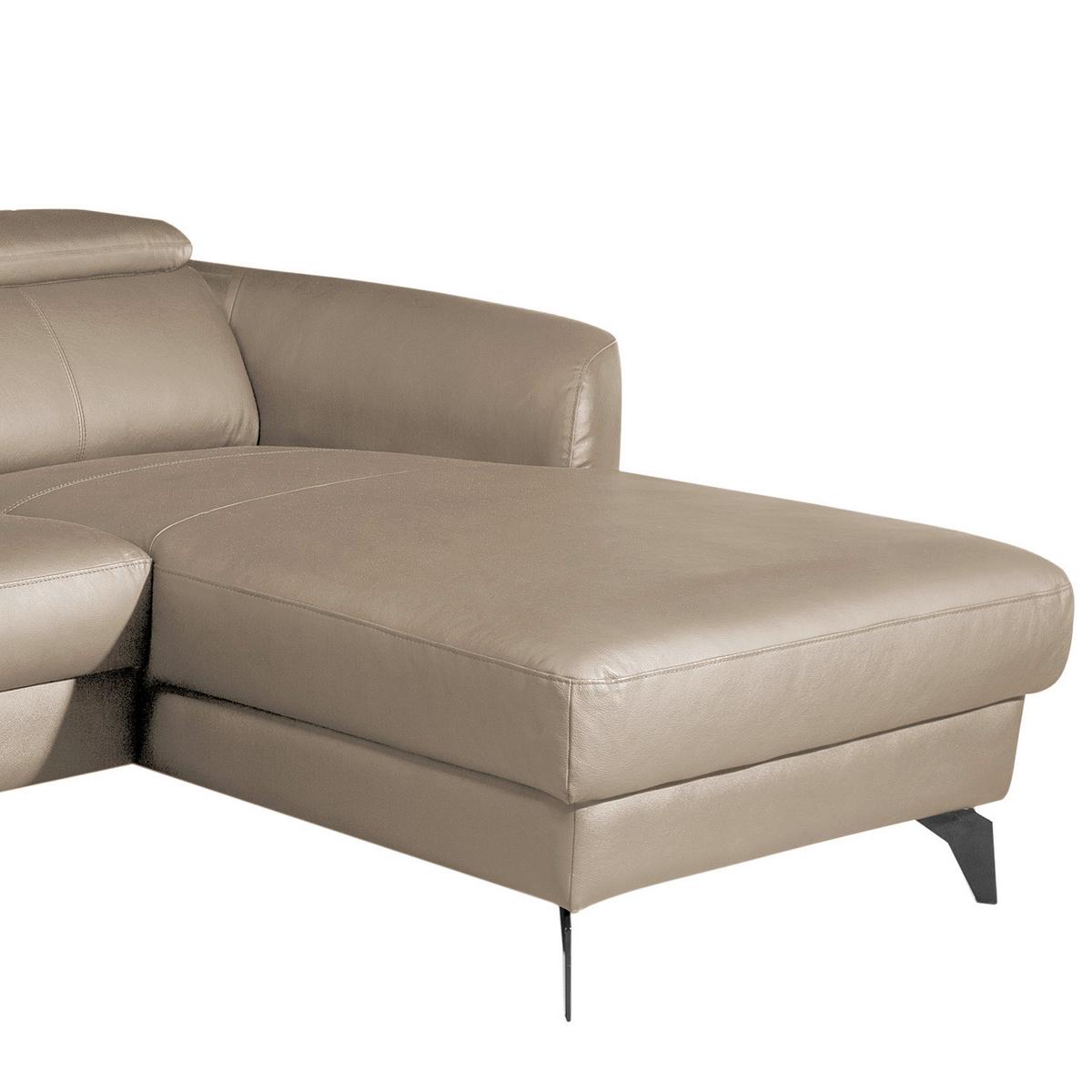 Ecksofa Berne Hellgrau S: 261x183 Cm - Hellgrau/Schwarz, Design, Leder/Textil (261/183cm) - Livetastic