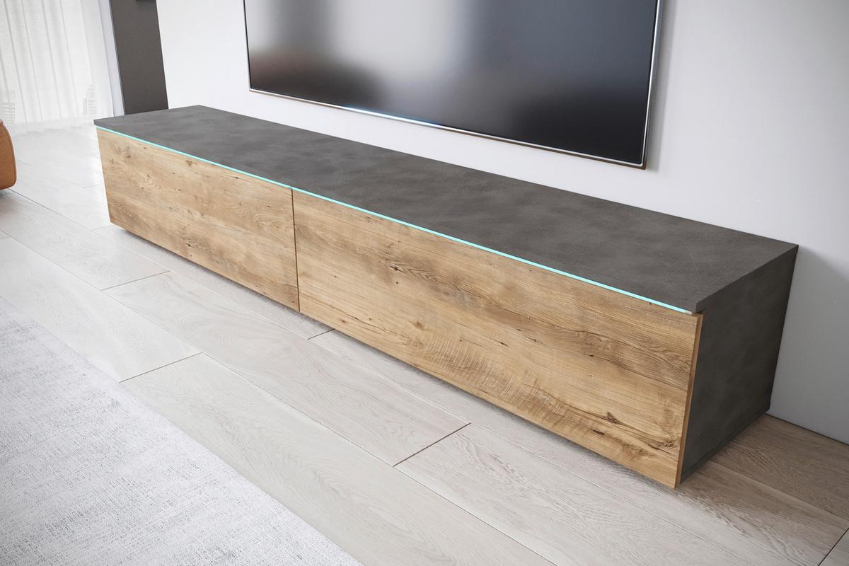 Lowboard Vera Anthrazit- Kastanieneichefarben B: 180 cm - Kastanieneichefarben/Anthrazit, Trend, Holzwerkstoff (180/30/33cm) - MID.YOU