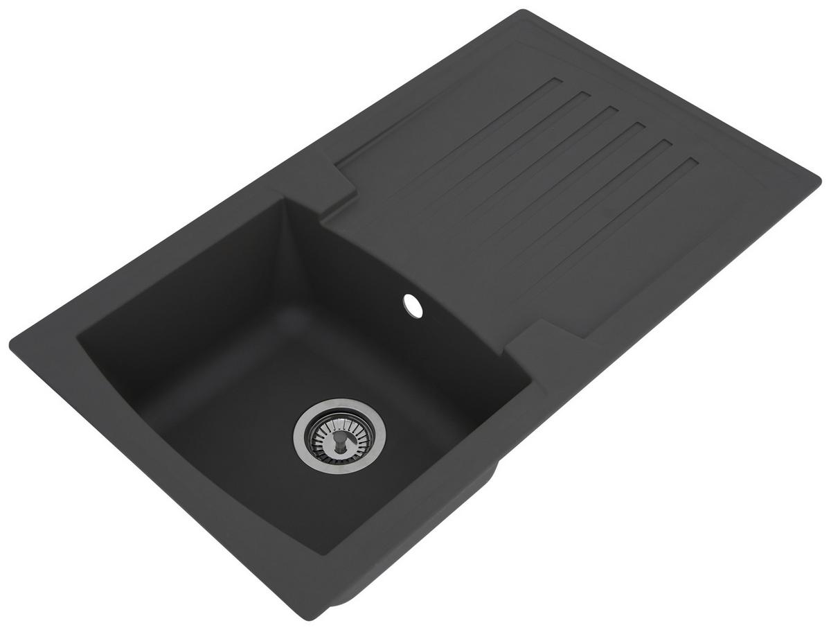 Spüle Respekta Boston Stein Bxt: 86x50 cm - Grau, Trend, Glas/Kunststoff (86/20/50cm) - Respekta