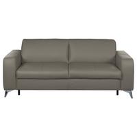 Schlafsofa Aloe Echtleder Schlammfarben B: 204 cm - Schlammfarben/Silberfarben, Design, Leder (204/84/104cm) - Livetastic
