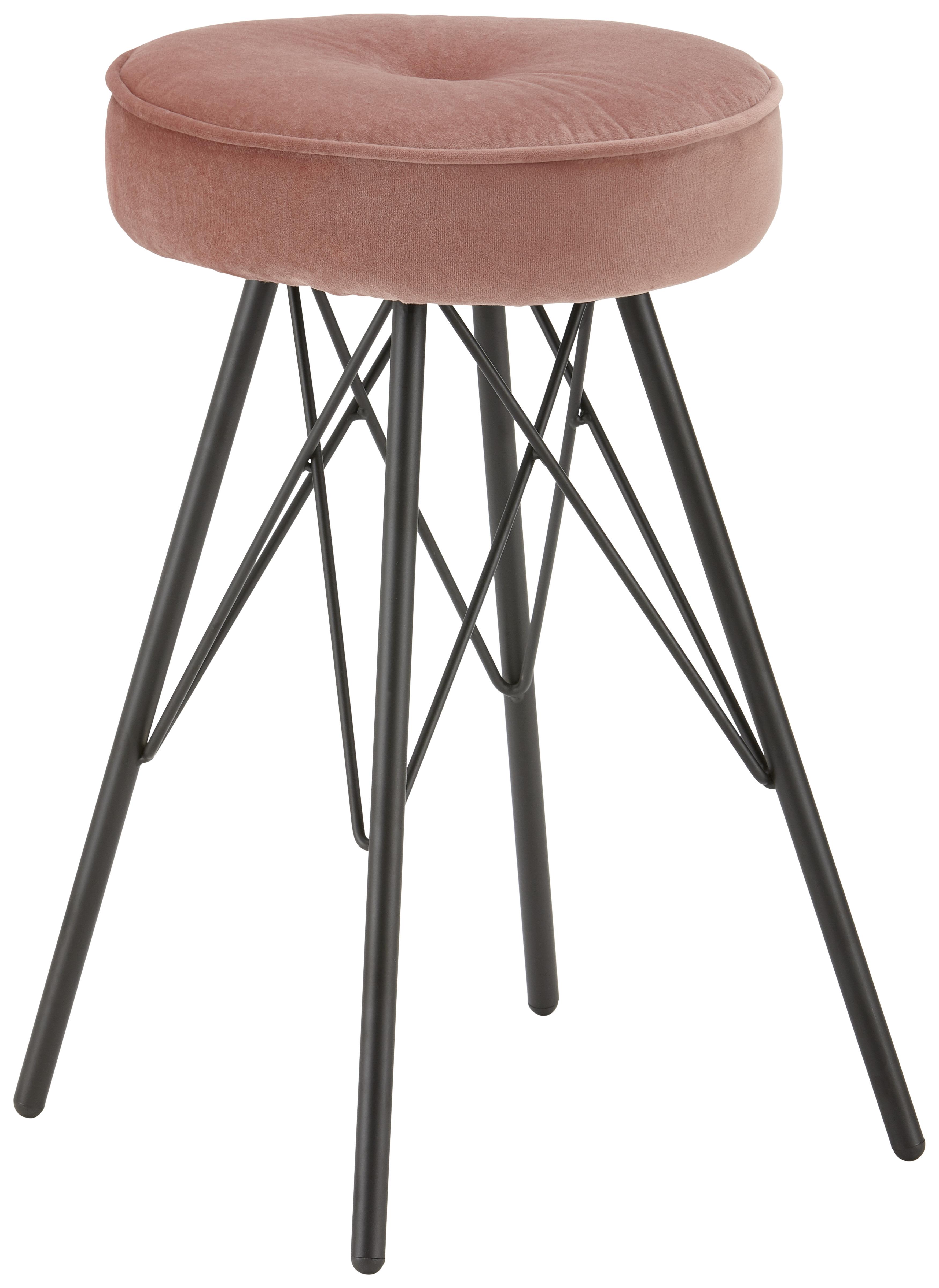 Taburetka Accre - čierna/ružová, Štýlový, kov/textil (30/53/30cm) - Modern Living
