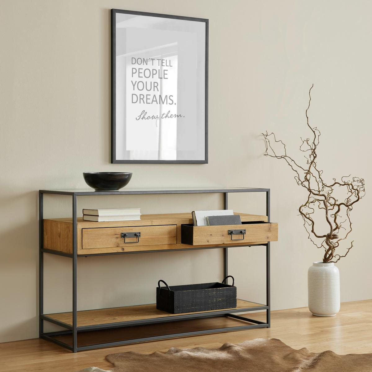 ŠIROKÁ KOMODA NOAH -STUDIO- - černá/průhledné, Lifestyle, kov/dřevo (120/76/40cm) - Premium Living