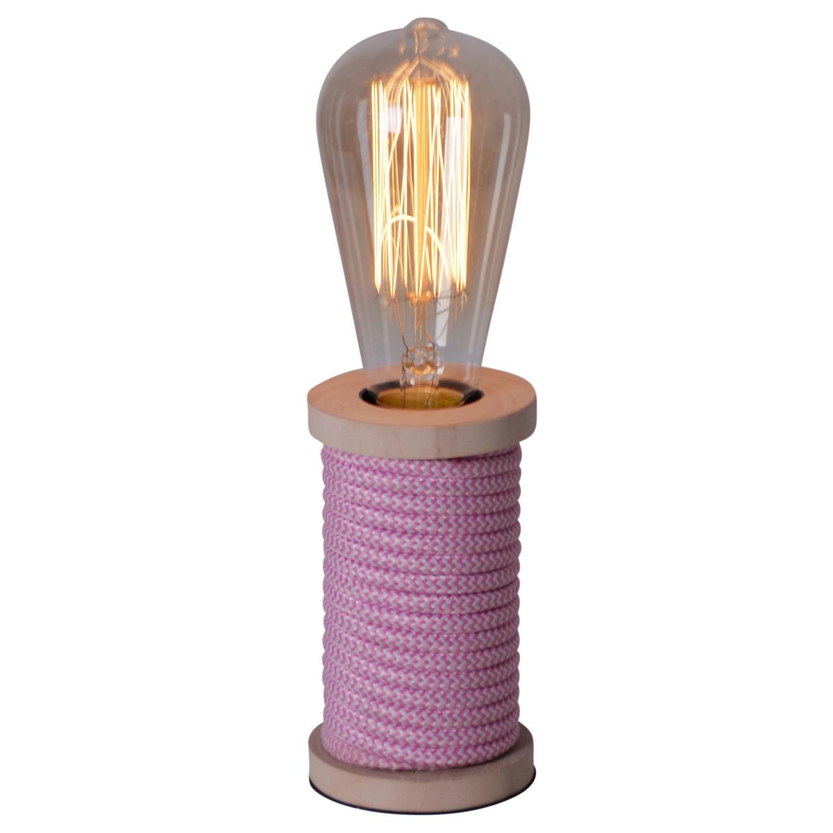Tischlampe Max Pink Mit Kippschalter - Pink/Naturfarben, Design, Holz/Textil (7/12cm) - Näve