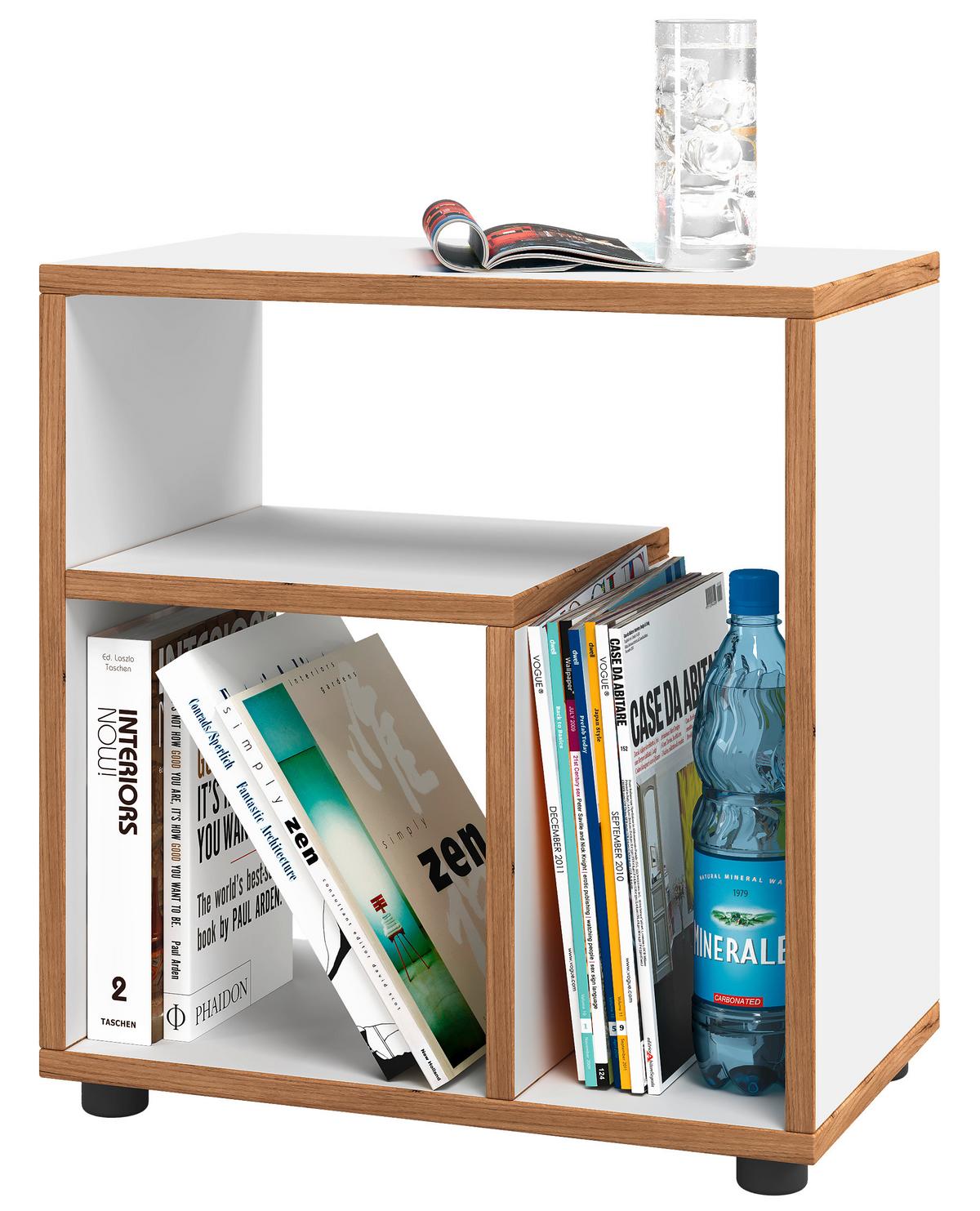 Beistelltisch Zeito Honigeiche/Weiß B: 55 cm - Honigeiche/Schwarz, Design, Holzwerkstoff/Kunststoff (50/55/30cm) - MID.YOU