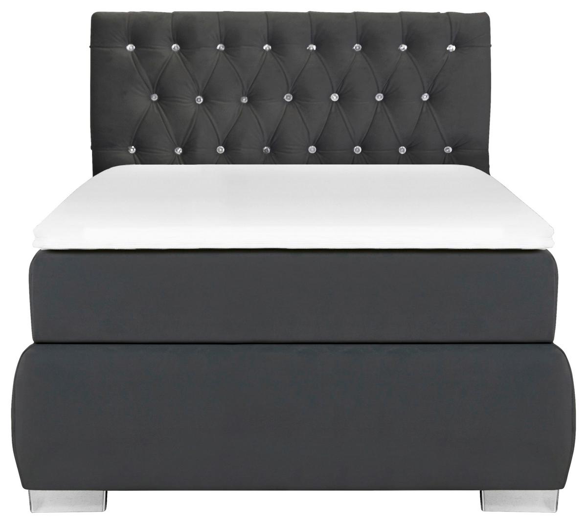 Boxspringbett Rumba inkl. Matratze 90x200 - Platinfarben/Grau, Basics, Textil (90/200cm) - Livetastic