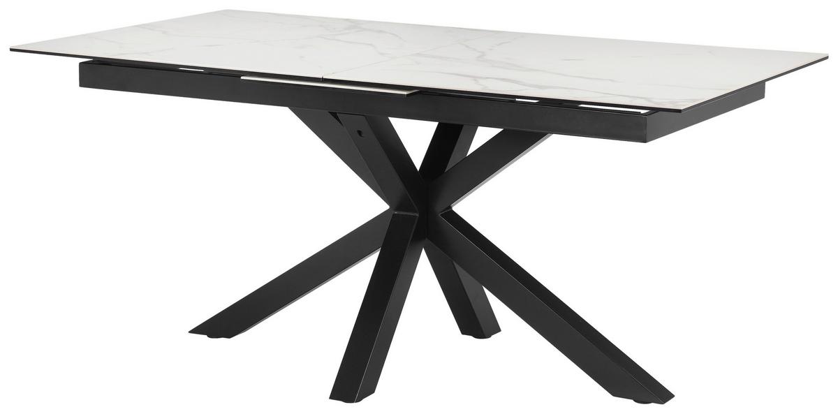 Esstisch Lotus Schwarz/Weiß L: 168-210 cm - Schwarz/Weiß, MODERN, Glas/Keramik (168-210/90/76cm) - MID.YOU