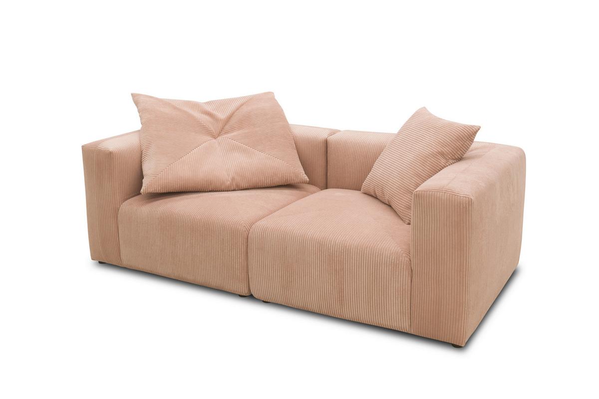 2-sitzer-sofa Rosa, Roségold B: 216 Cm - Roségold/Schwarz, Design, Textil (216/69/108cm) - MID.YOU