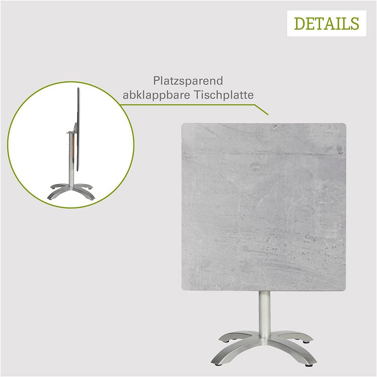 Gartentisch Klappbar Acaplan Metall/holzwerkstoff L: 80 Cm - Platinfarben/Grau, Basics, Holzwerkstoff/Metall (80/80/72cm) - Gardenson