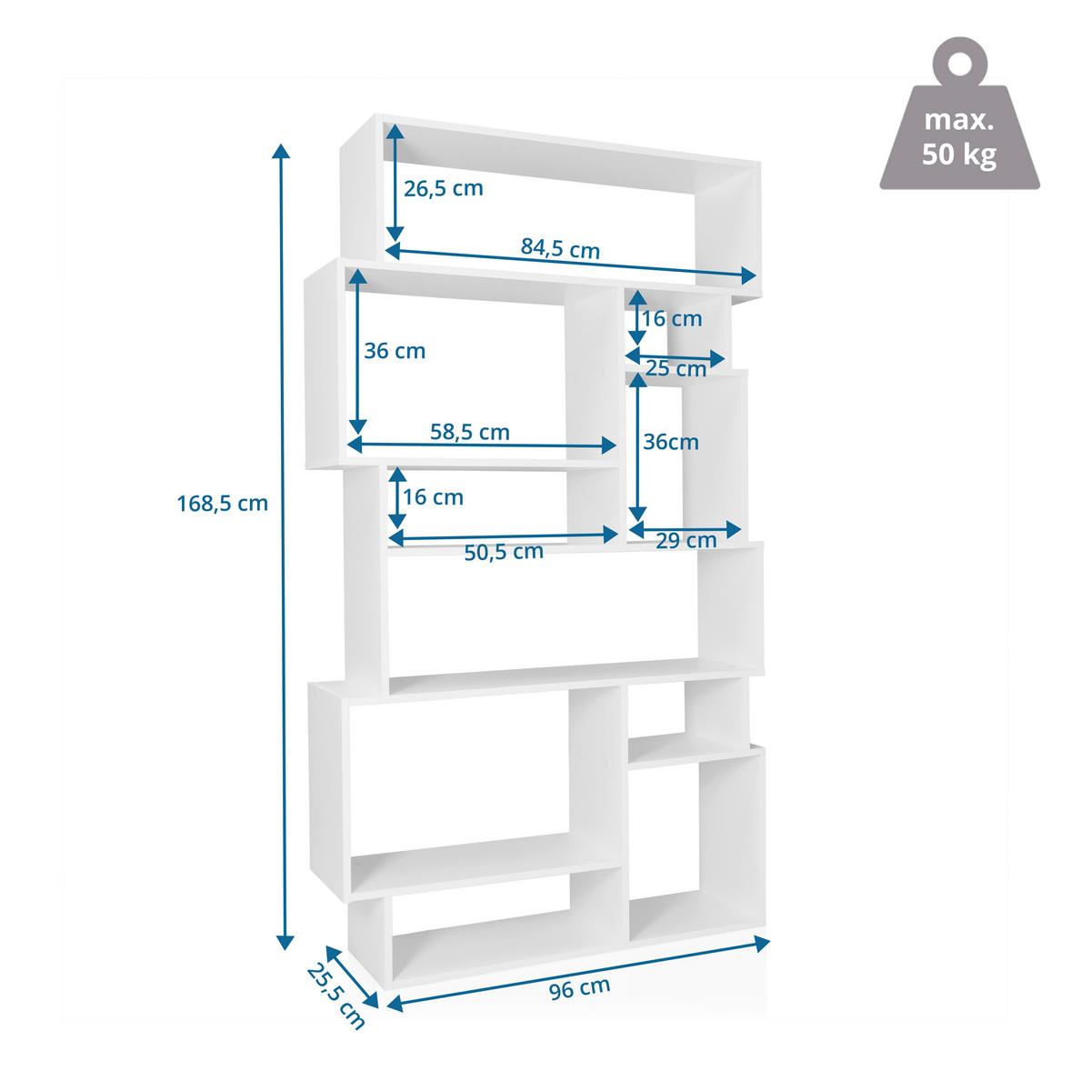 Regal Kalag M Weiß B: 96 Cm - Weiß, MODERN, Holzwerkstoff (96/168,5/25,5cm) - MID.YOU
