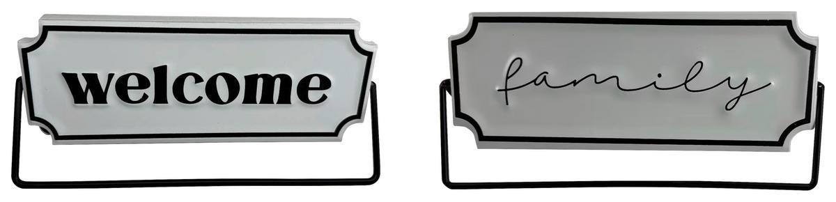 Dekoschild Mathias - Schwarz/Weiß, KONVENTIONELL, Holzwerkstoff/Metall (21,5/6,5/12cm) - Luca Bessoni