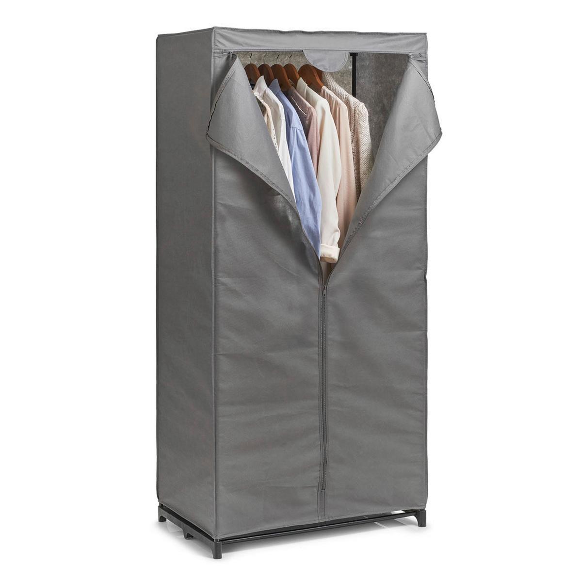 Stoffschrank Metall, Textil - Grau, Basics, Textil/Metall (75/50/160cm) - Zeller Present