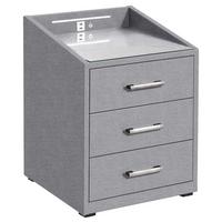 Nachtkästchen Grau Textil H: 61 cm Moon - Grau, Basics, Holzwerkstoff/Textil (47/61/46cm) - MID.YOU