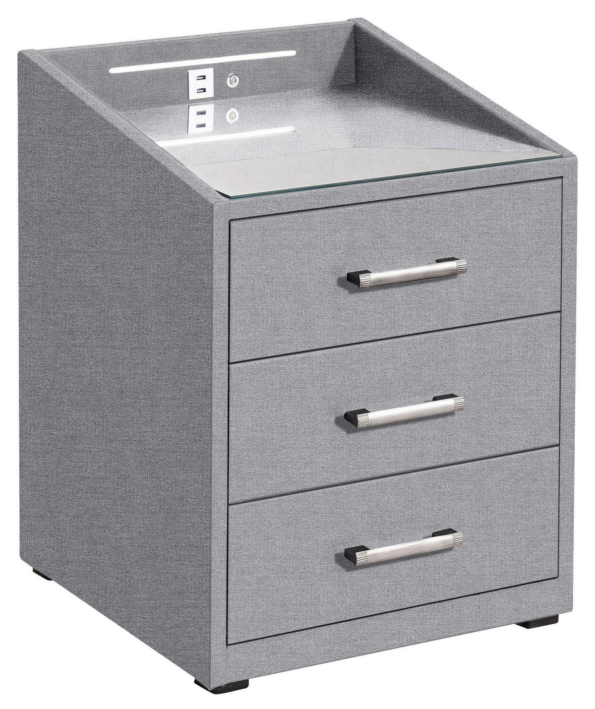 Nachtkästchen Grau Textil H: 61 cm Moon - Grau, Basics, Holzwerkstoff/Textil (47/61/46cm) - MID.YOU