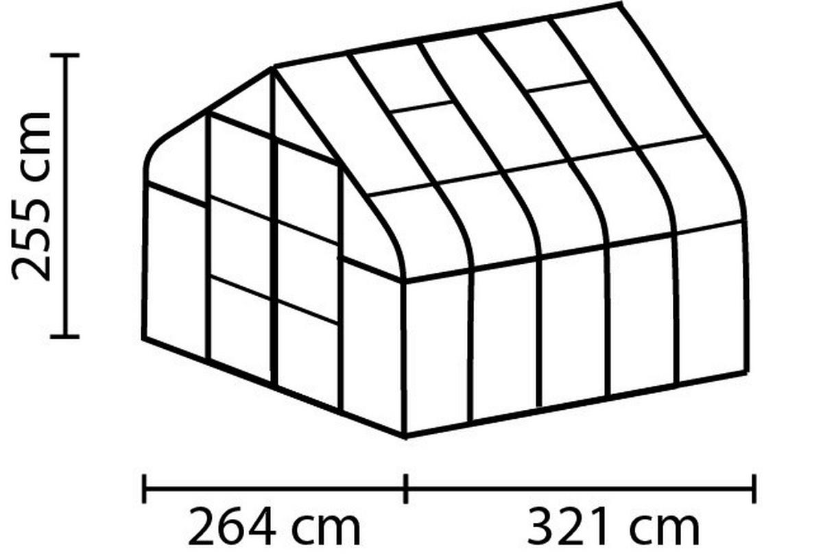 Gewächshausbausatz Diana 8300 Esg3mm, Schwarz Set - Schwarz, Basics, Metall (263,5/254,5/321cm)