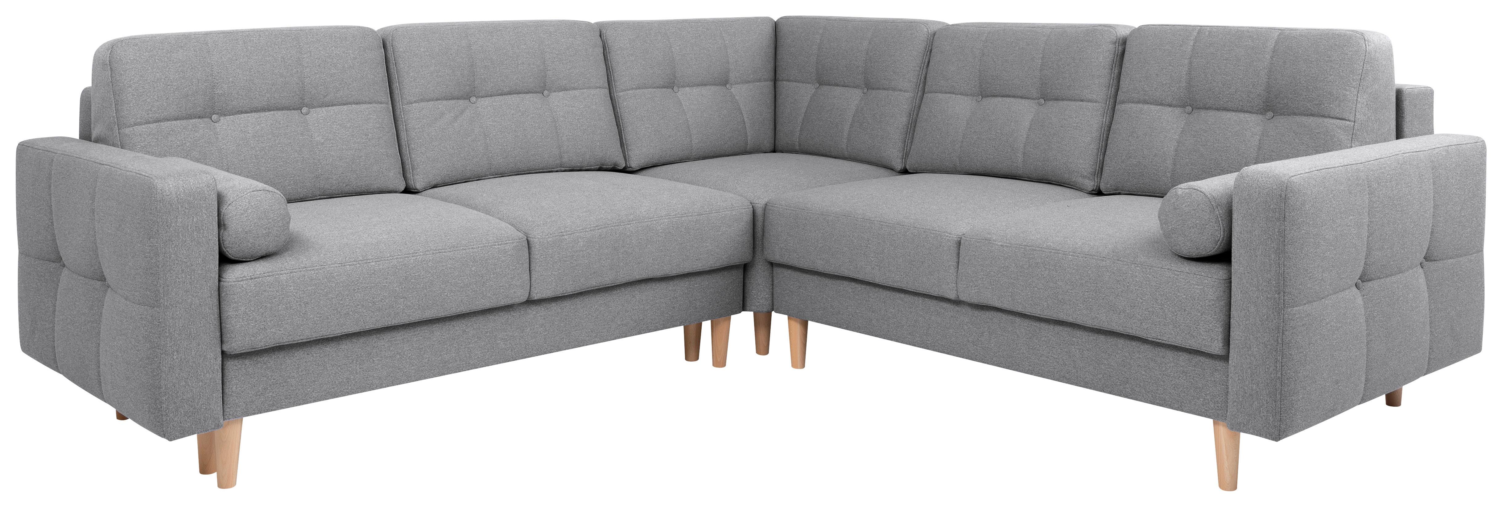 Eckschlafsofa Noret Hellgrau S: 242/242 Cm - Dunkelgrau/Eiche Wotan, KONVENTIONELL, Textil (242/242cm) - MID.YOU