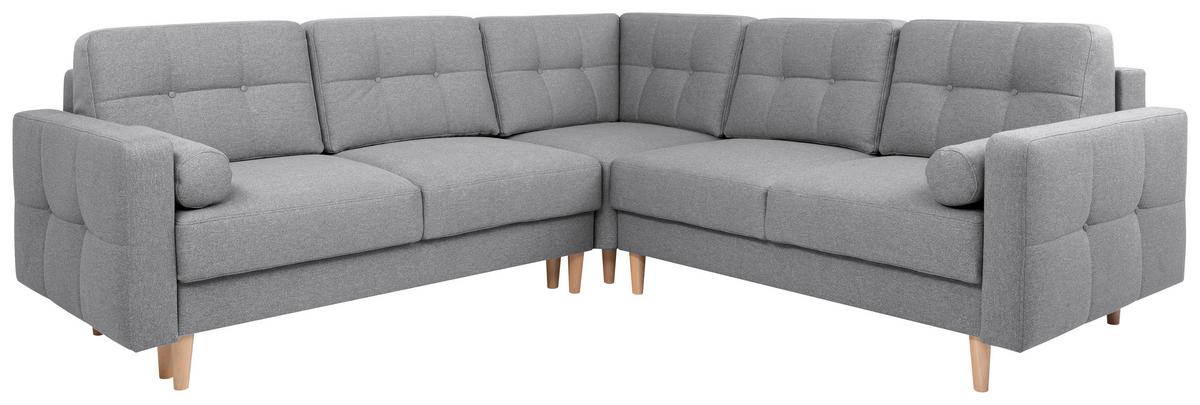 Eckschlafsofa Noret Hellgrau S: 242/242 cm - Dunkelgrau/Eiche Wotan, KONVENTIONELL, Textil (242/242cm) - MID.YOU