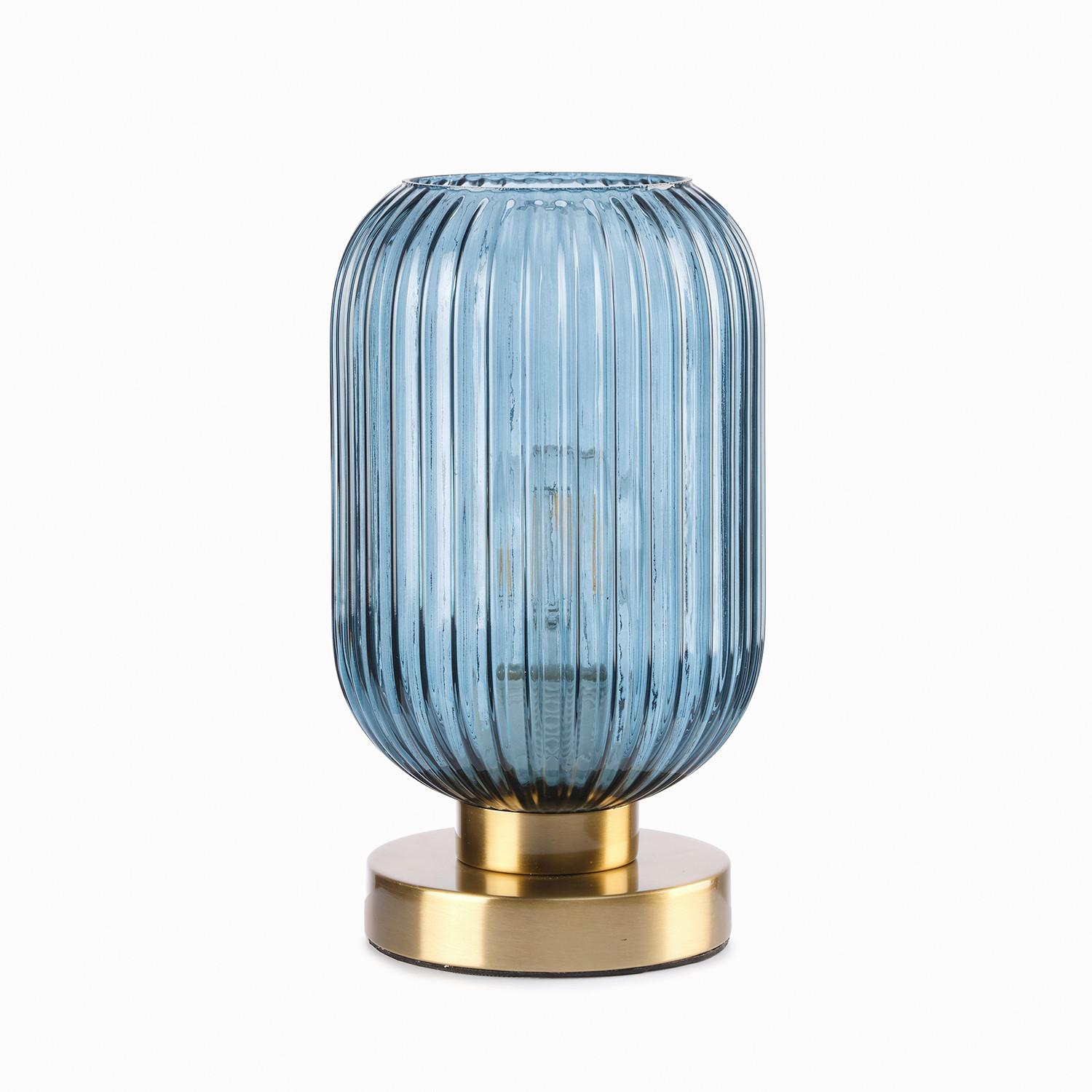 Tischleuchte Doroty L: 15 cm Bernsteinfarben Graublau