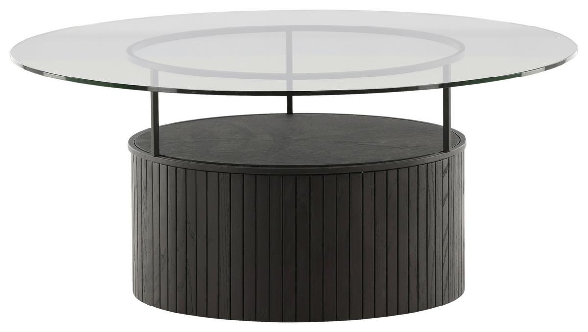 Couchtisch Bovall - Klar/Schwarz, Design, Glas/Holz (90/90/40cm) - Livetastic