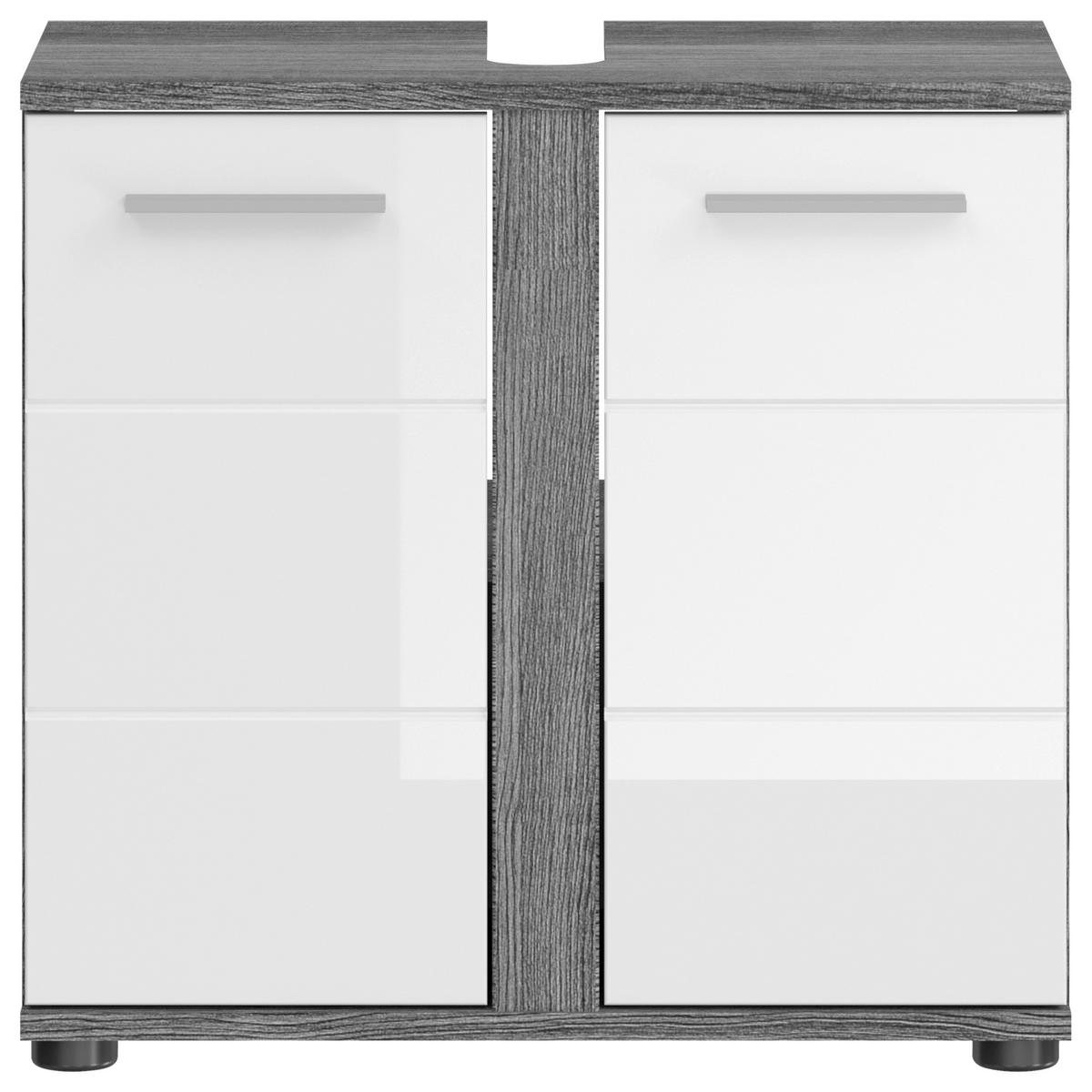 Kúpeľňa Blake, 4-dielna, biela, šedá - čierna/biela s vysokým leskom, Modern, kompozitné drevo/plast (105cm) - MID.YOU