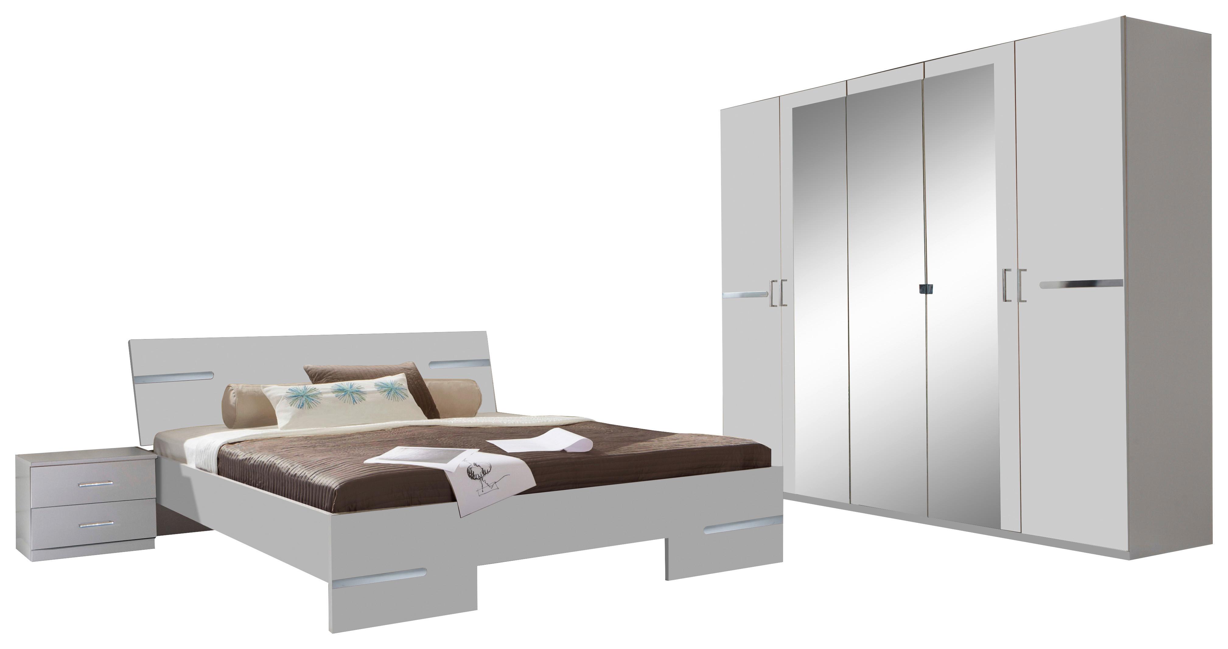 Schlafzimmer Anna Weiß - Weiß, Design, Glas/Holz (180/200cm) - MID.YOU