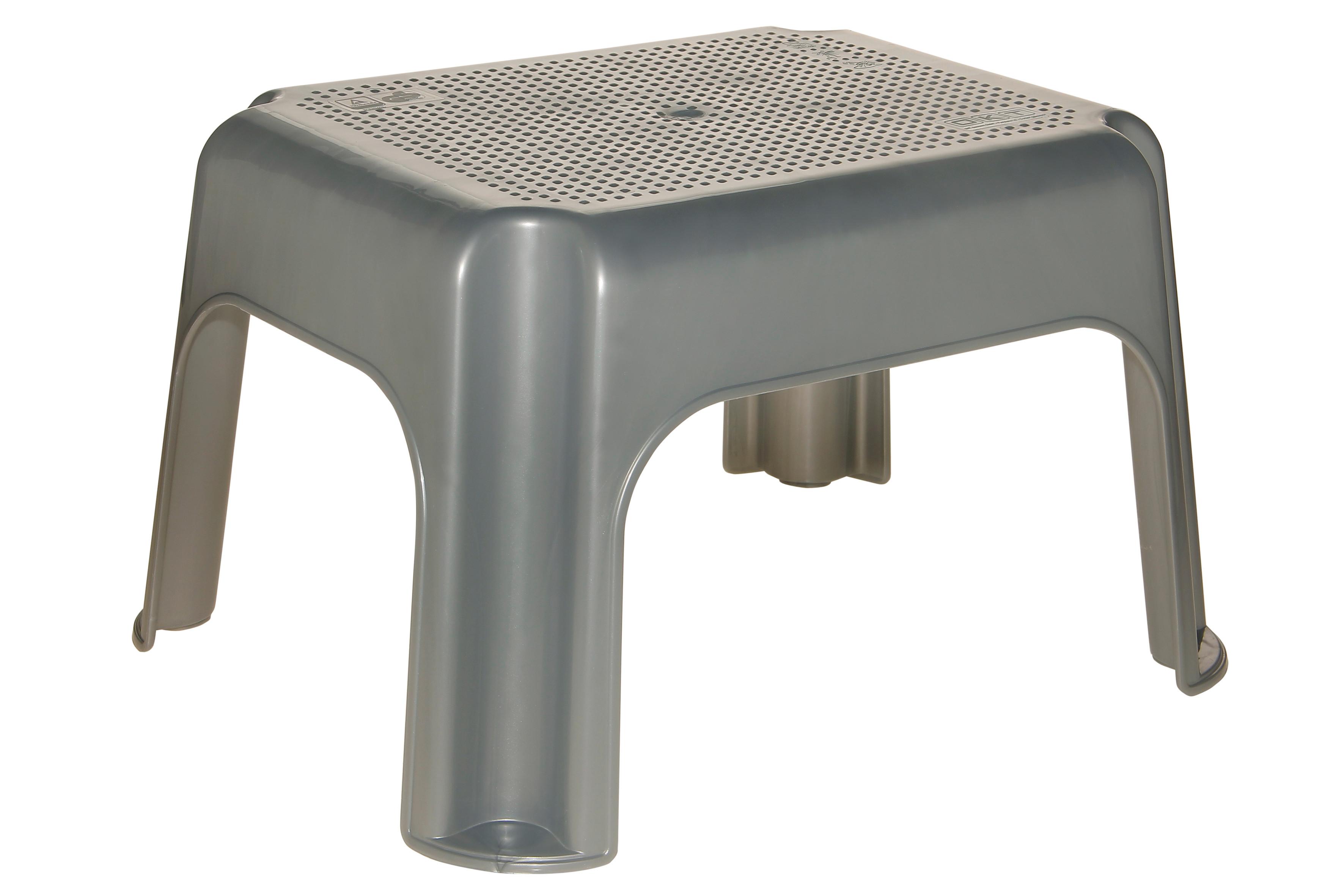 Tritthocker Silber Bis 150 Kg, H: 24 cm - Silberfarben, KONVENTIONELL, Kunststoff (36,5/30/24cm)