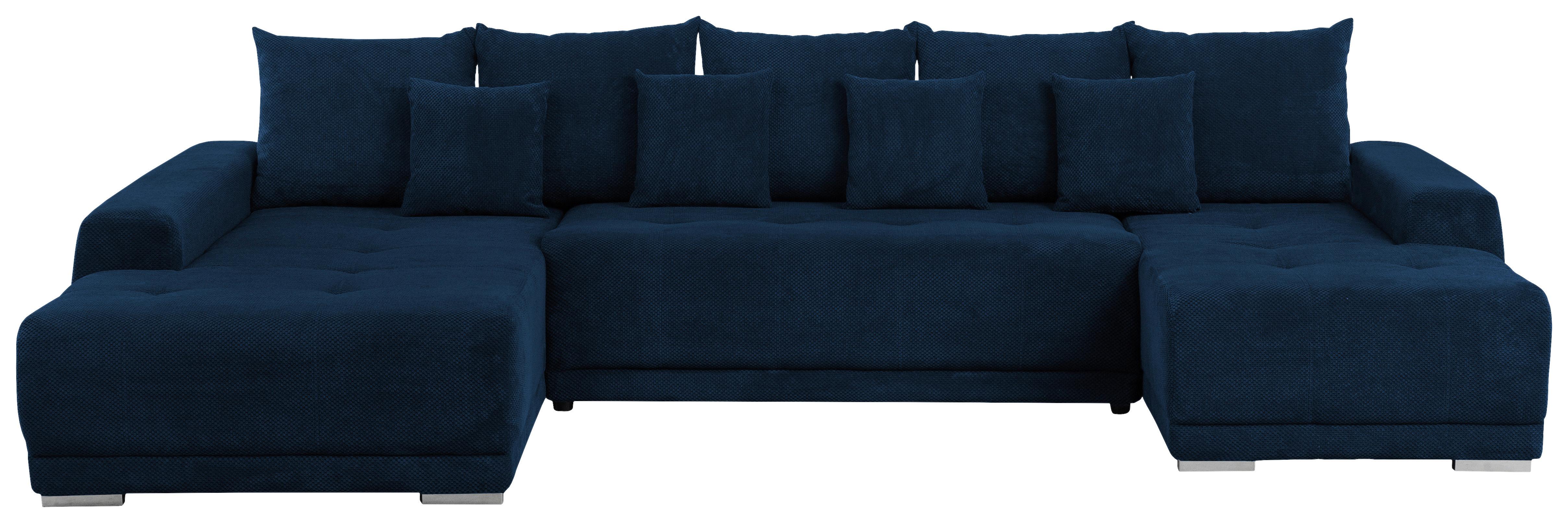 Wohnlandschaft Madeleine Blau U: 203x350x180cm - Blau/Silberfarben, Design, Textil (203/350/180cm) - MID.YOU