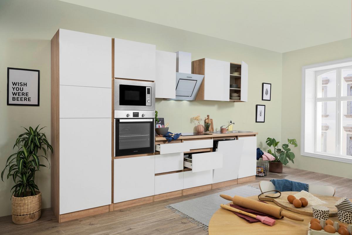 Küchenblock Lorena Küchenblock 345 Cm - Eichefarben/Weiß, Basics, Holzwerkstoff (345cm) - Respekta