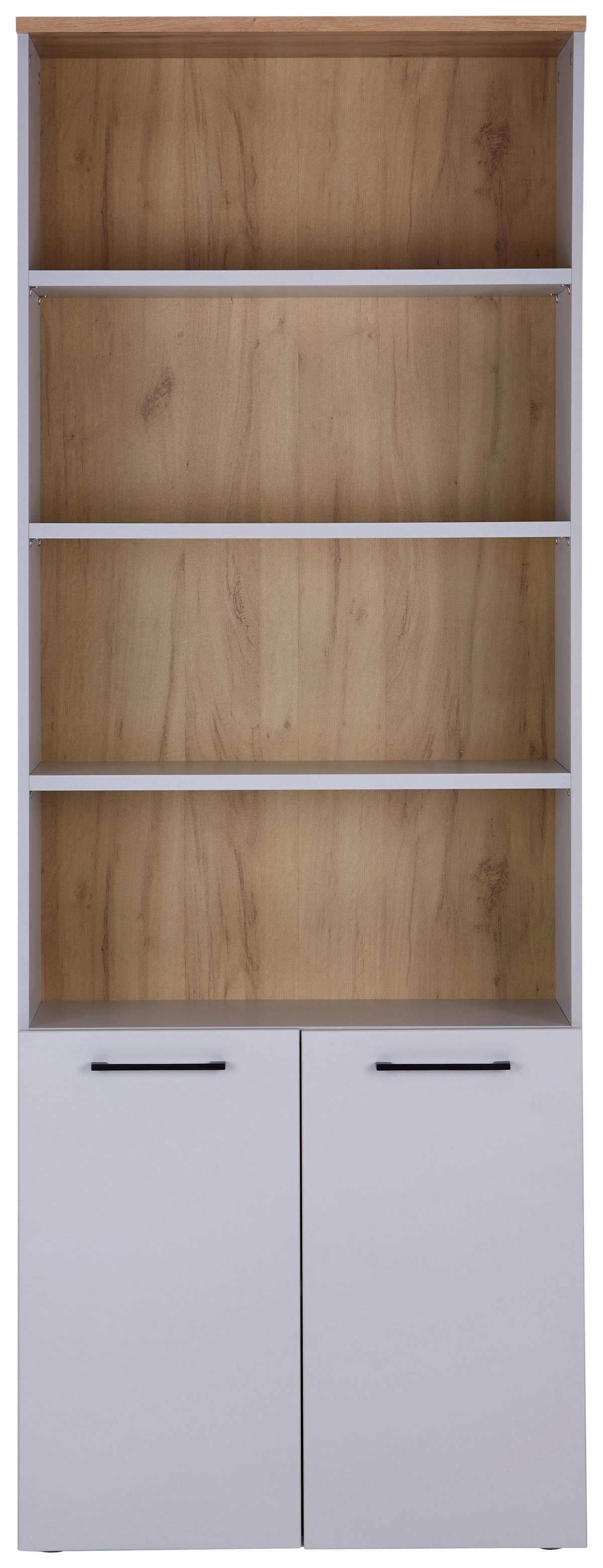 Aktenregal Kontor 3 Eiche Dekor Grau B: 80 cm - Eichefarben/Grau, MODERN, Holzwerkstoff (80/220/38cm)