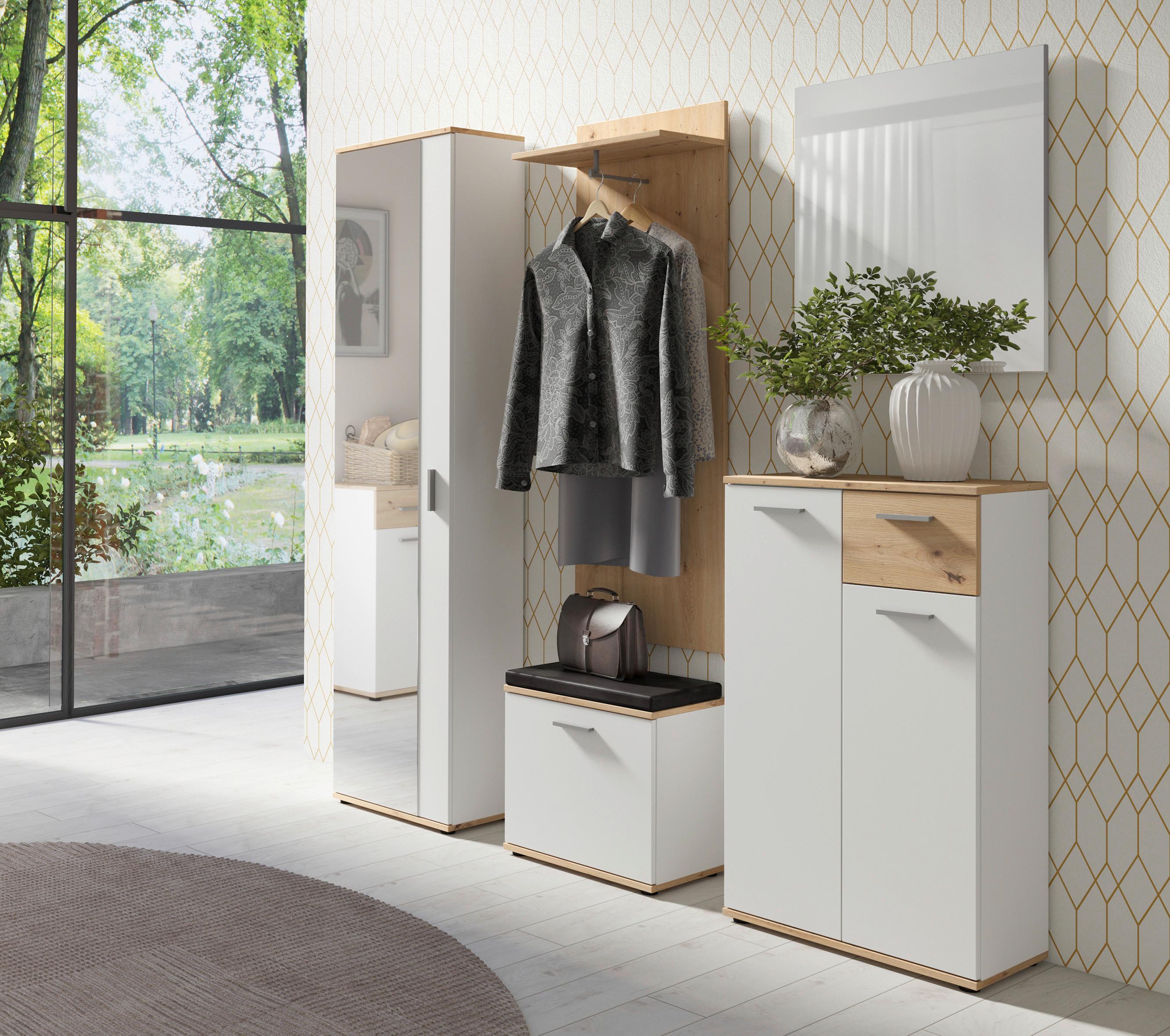 Hochschrank Jakob B: 49 Cm Eiche Dekor/weiß - Weiß/Eiche Artisan, MODERN, Holzwerkstoff (49/196/30cm) - MID.YOU