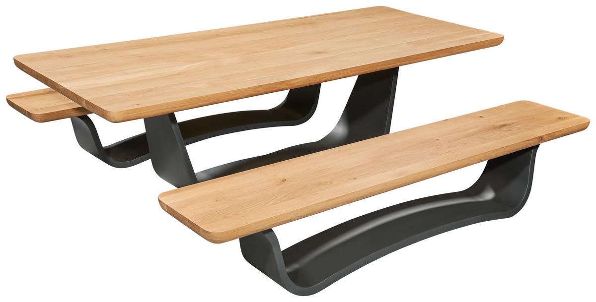 Sitzbank Akela Anthrazit/eichefarben - Eichefarben/Anthrazit, MODERN, Holz/Metall (240/45/42cm) - Livetastic