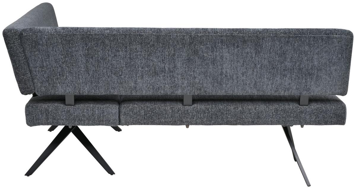 Eckbank Chios Leinenoptik Grau, S: 150x190cm - Dunkelgrau/Schwarz, KONVENTIONELL, Textil/Metall (150/190cm) - MID.YOU