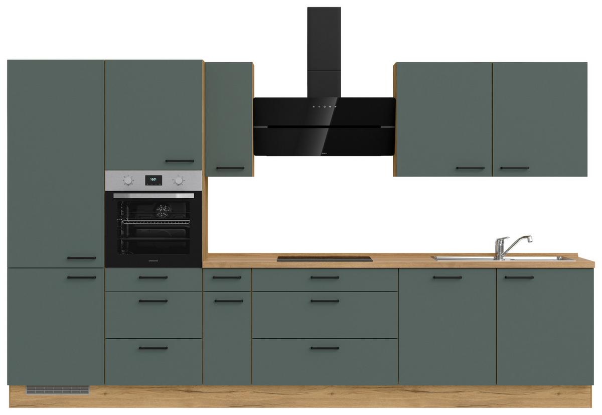 Küchenleerblock Easytouch High-Line, H12 Links - Dunkelgrün/Eichefarben, MODERN, Holzwerkstoff (360cm) - Nobilia