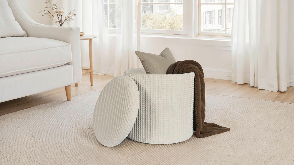 Hocker Creme B: 40cm - Creme, Design, Textil (40/45/40cm) - MID.YOU