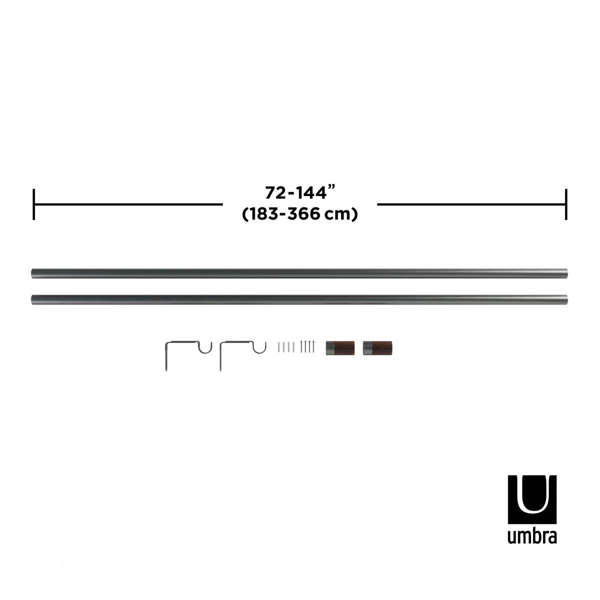 ZÁVESOVÁ TYČ BLOK - sivá, Konventionell, kov/drevo (380cm) - Umbra