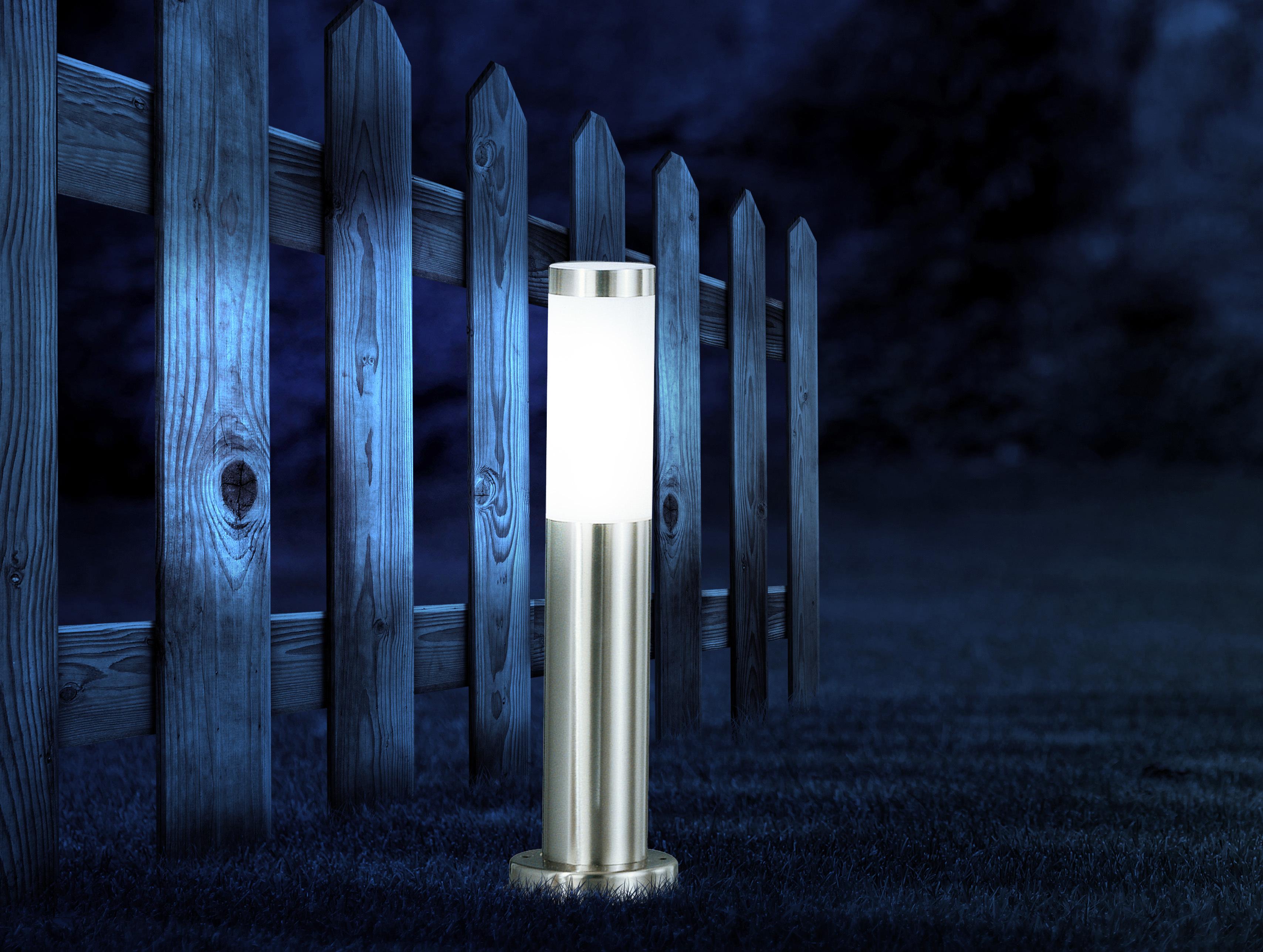 Led Außenleuchte Boston 9 Watt Edelstahl - Edelstahlfarben/Opal, Basics, Kunststoff/Metall (13,1/45cm) - Globo