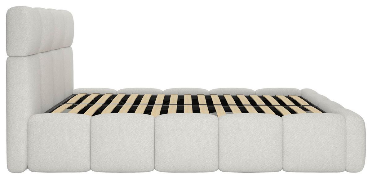 Polsterbett Cloudy M. Matratze Creme, Lf: 140x200 Cm - Creme/Grau, Trend, Holz/Holzwerkstoff (140/200cm) - Luca Bessoni