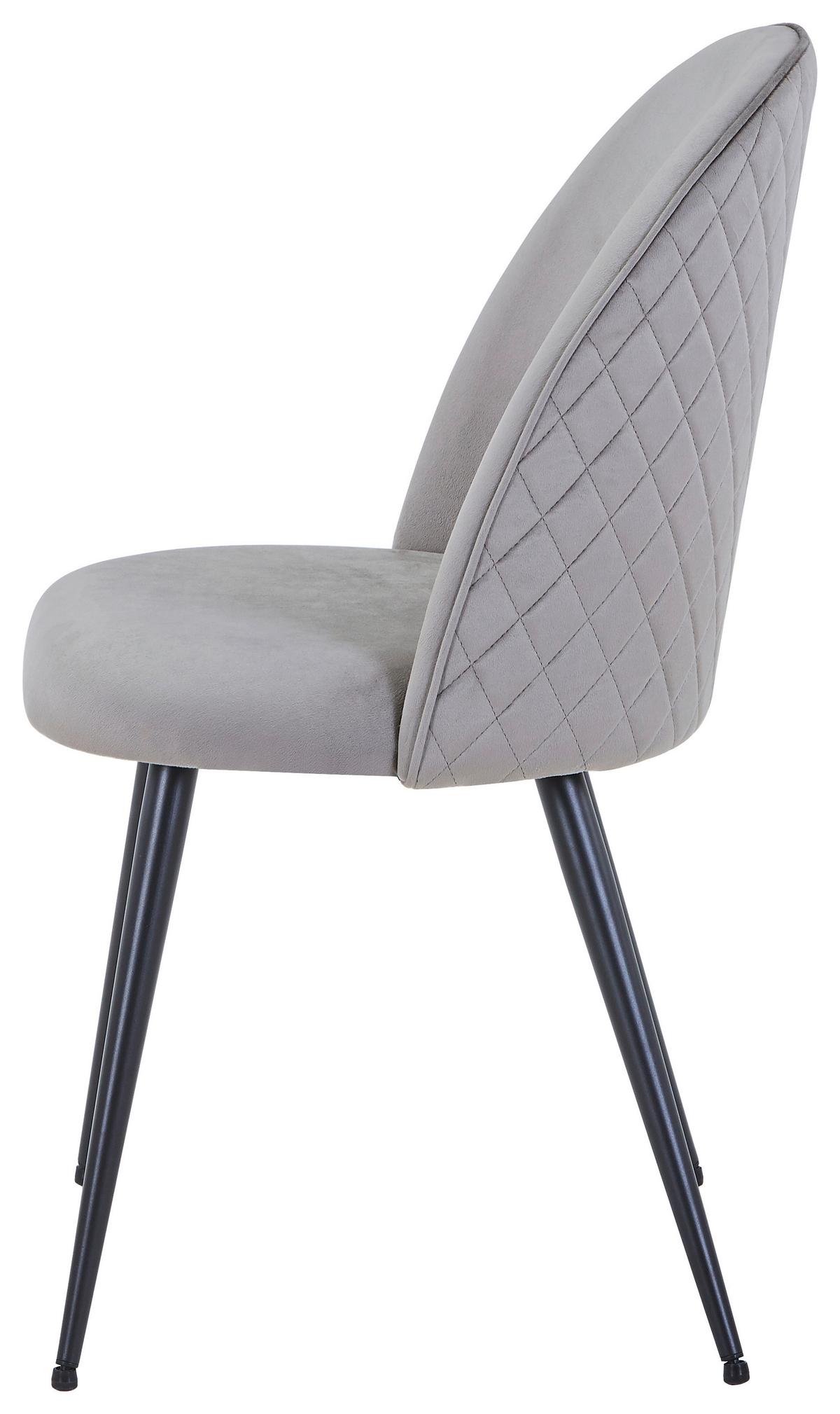 Vierfußstuhl Wando Velours Grau Gepolstert - Schwarz/Grau, Trend, Textil/Metall (53/84/54cm)