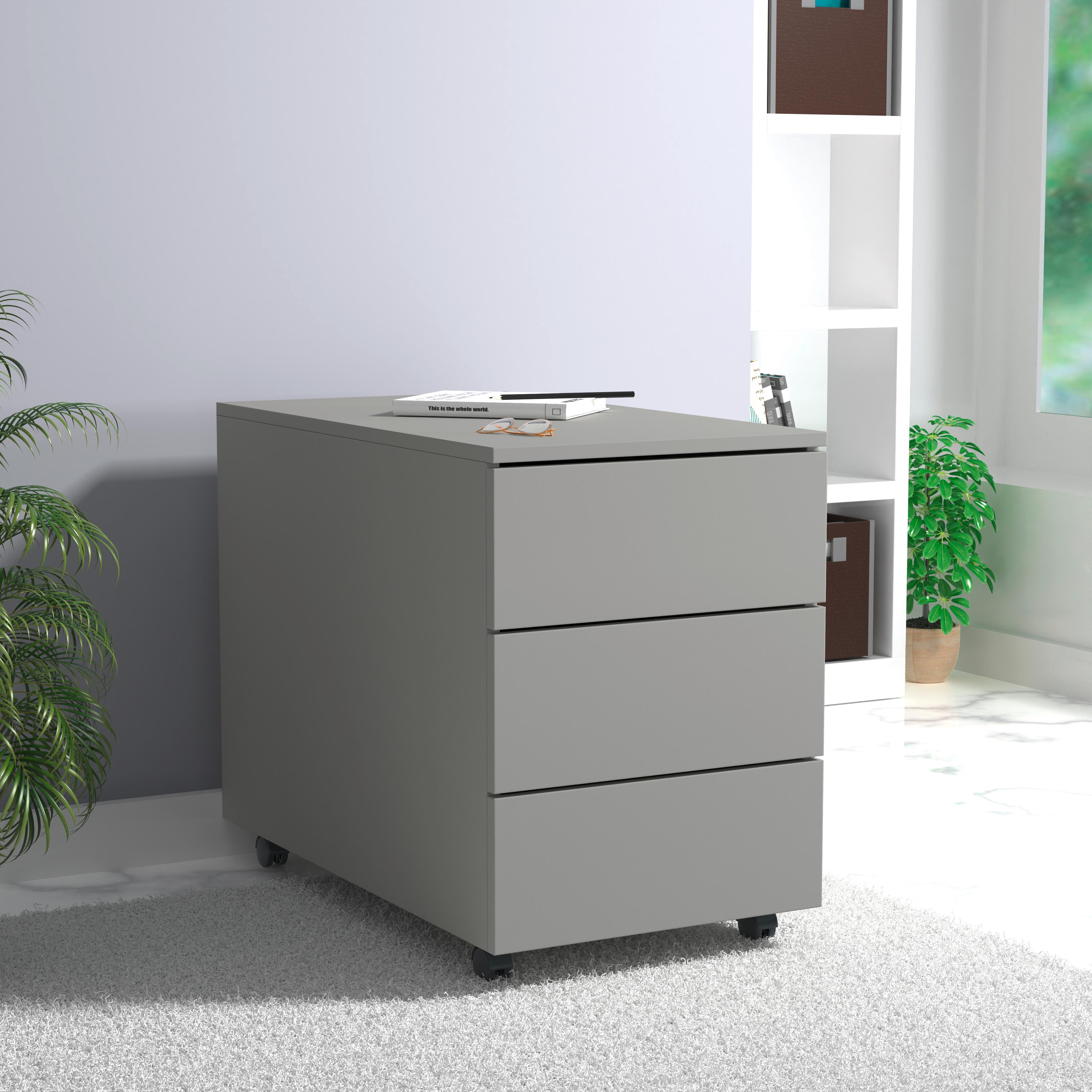 Rollcontainer Dalosa Grau B: 39 cm - Schwarz/Grau, Design, Holzwerkstoff/Kunststoff (39/55/70cm) - MID.YOU