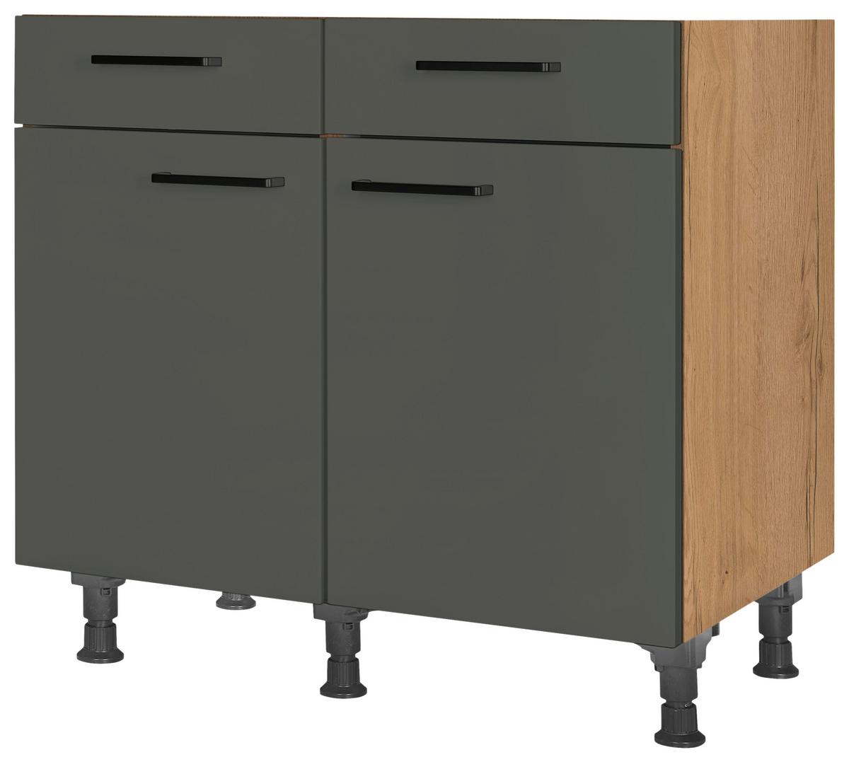 Schubkastenunterschrank Easytouch - Eichefarben/Grün, MODERN, Holzwerkstoff (90/87/56cm) - Nobilia