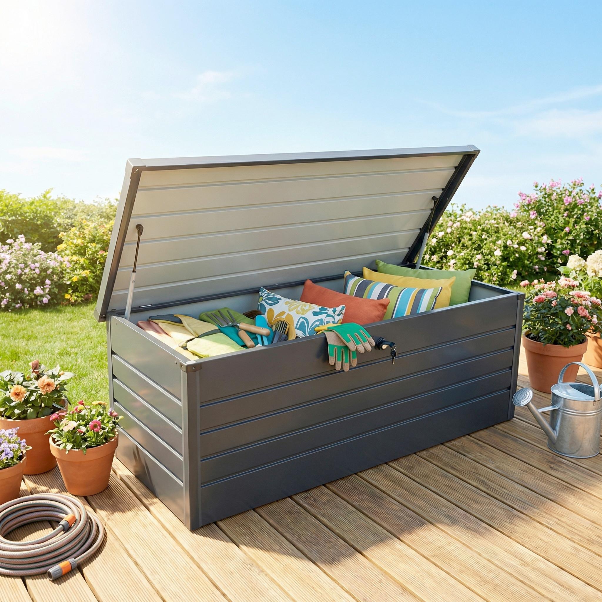 Kissenbox Volumen ca. 600 L - Anthrazit Hochglanz, Basics, Metall (165/70/63cm)