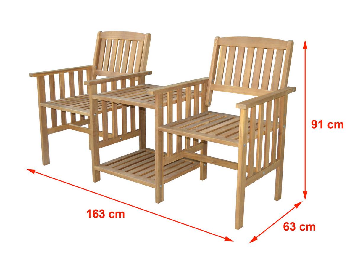 Gartenbank Ph-Aca-2gb-Table-Fold - Hellbraun, Basics, Holz (163/63/91cm)
