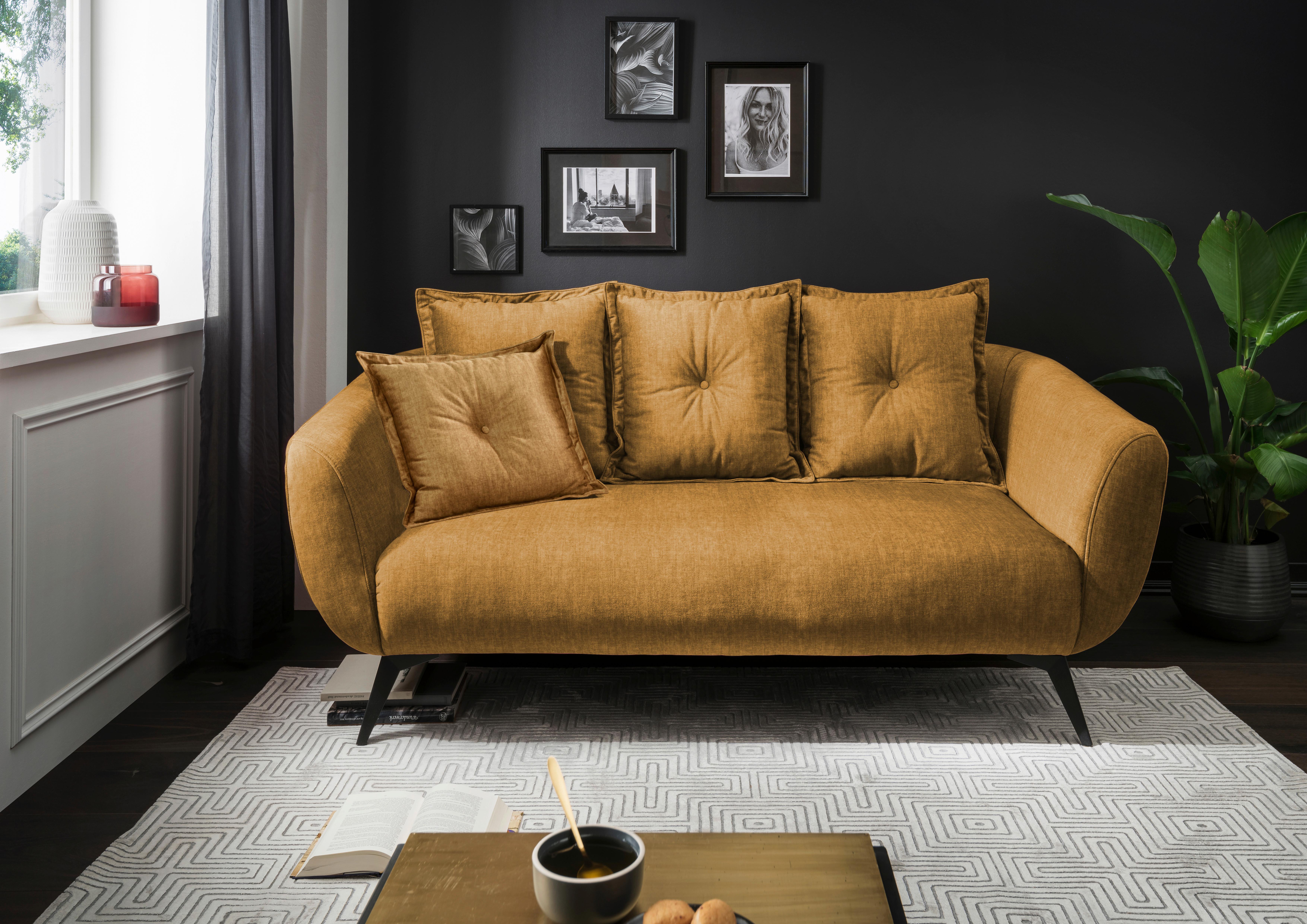 2,5-Sitzer-Sofa Baggio mit Kissen Gelb - Gelb/Schwarz, MODERN, Holz/Textil (196/94/103cm) - Livetastic